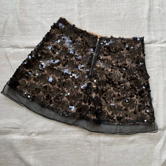 Black Sequin Skirt with nude lining - Picture 2 of 5